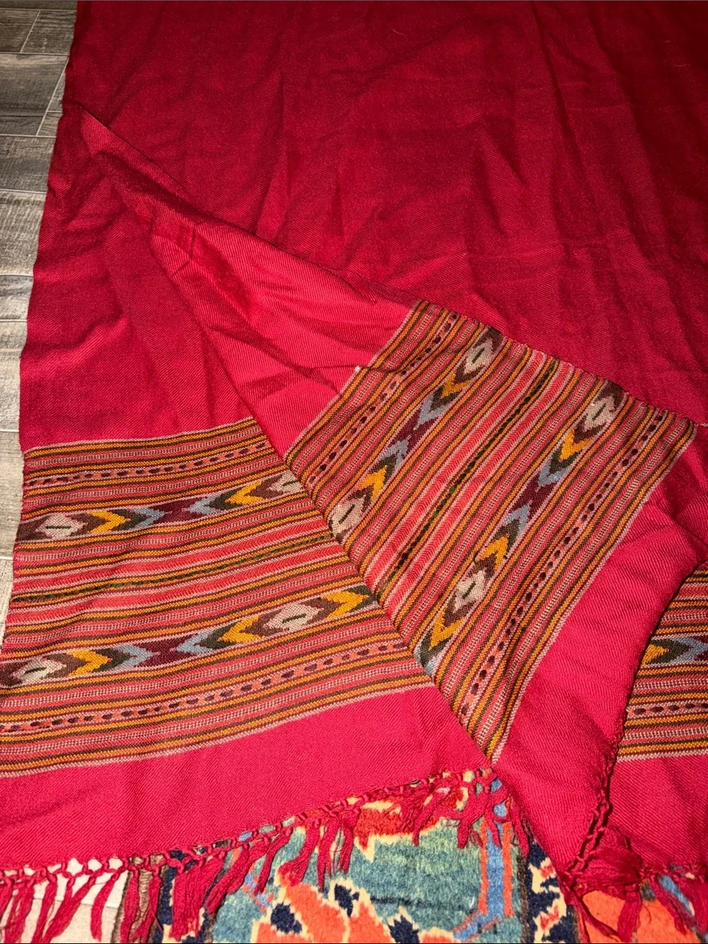 100% Pashmina Meditation Shawl - Himalayan Tribal Geometric Wrap